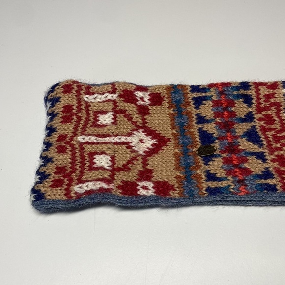 Emilime Boho Headwrap 100% Alpaca Tribal Print Red Blue - Picture 4 of 10